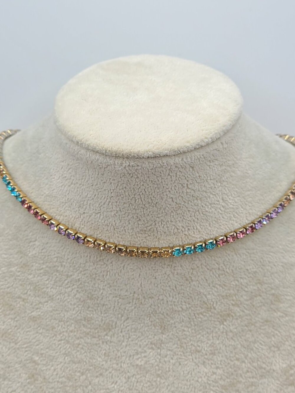 J Crew Girls Rainbow Crystal Tennis Necklace - Picture 12 of 13